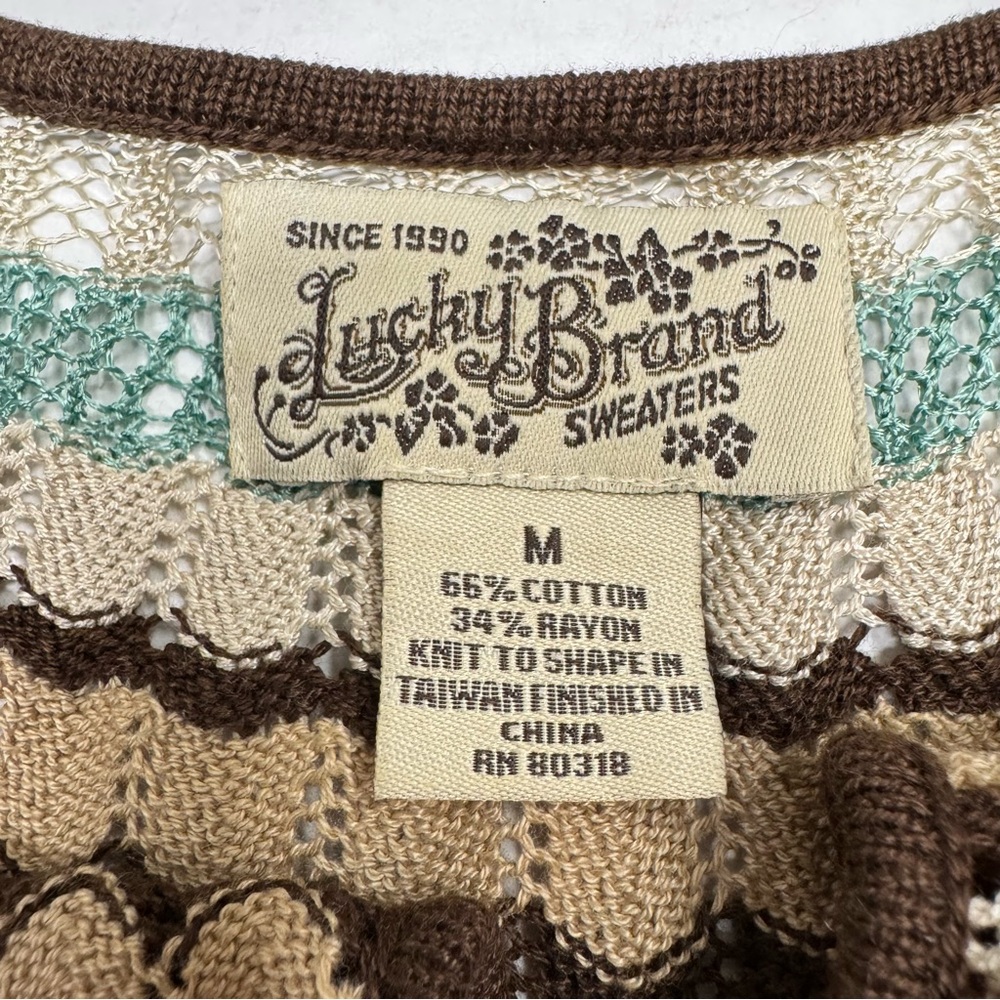 Lucky Brand Sweaters Knit Top Zig Zag Women’s M Batwing Sleeve Boho Hippie Y2K - Picture 9 of 12